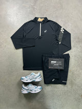 Asics Icon Half Zip Black White Mens Set
