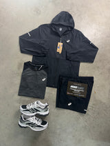 Asics 3 Piece Black Core Road Windrunner Mens Set
